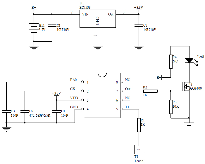 触摸调光芯片电路